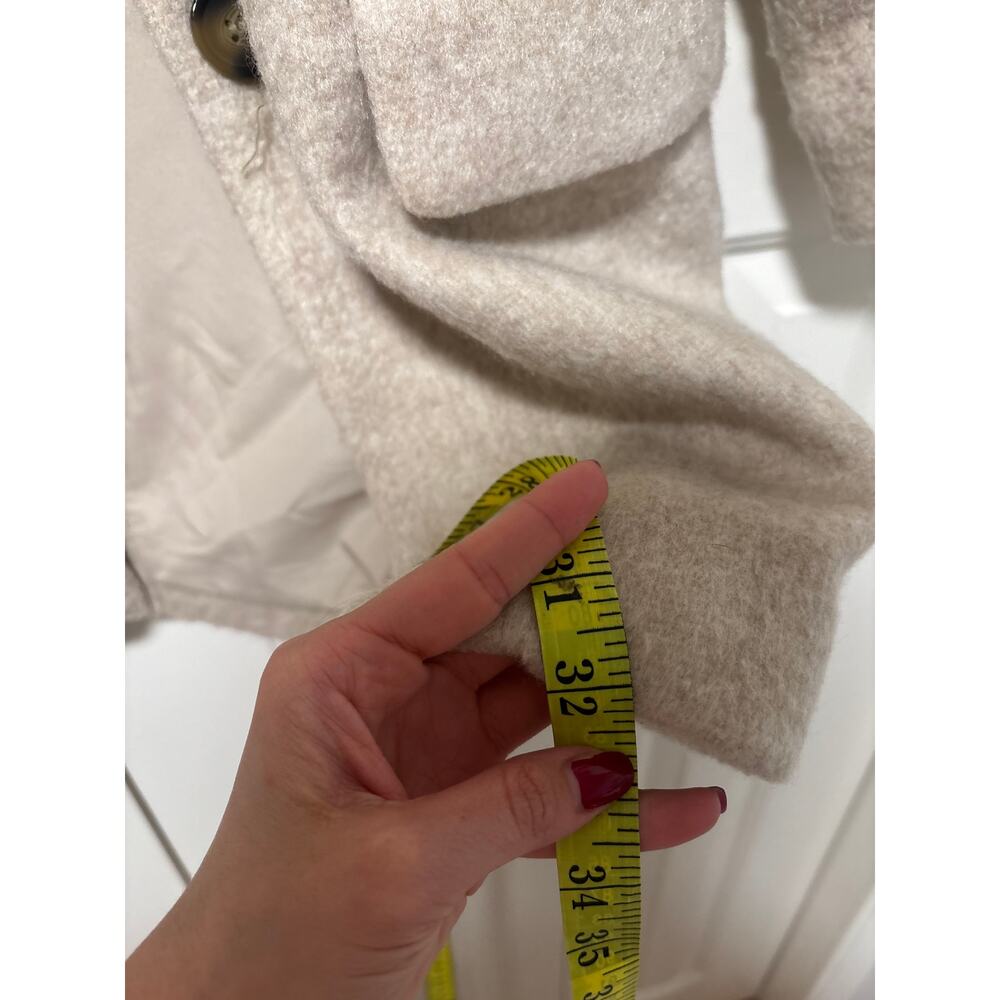 H&M Wool Blend Beige Button Front Coat Small - Picture 5 of 7